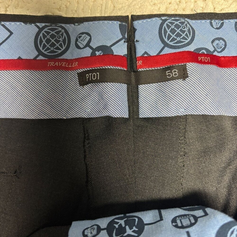 PT01 $395 Mens Pants Traveller Slim Fit 58EU W40" Wool Blend Charcoal Gray MINT - Picture 6 of 15